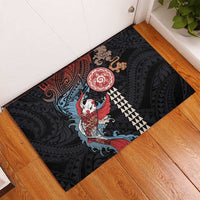 Hawaii and Japanese Together Rubber Doormat Koi Fish and Kakau Pattern