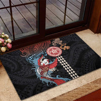 Hawaii and Japanese Together Rubber Doormat Koi Fish and Kakau Pattern