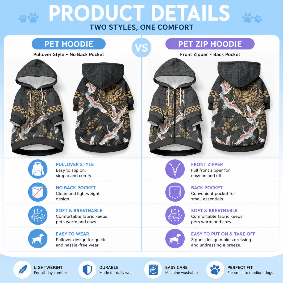 Hawaii and Japanese Together Pet Hoodie