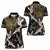 Hawaii and Japanese Together Women Polo Shirt Cranes Birds with Kakau Pattern