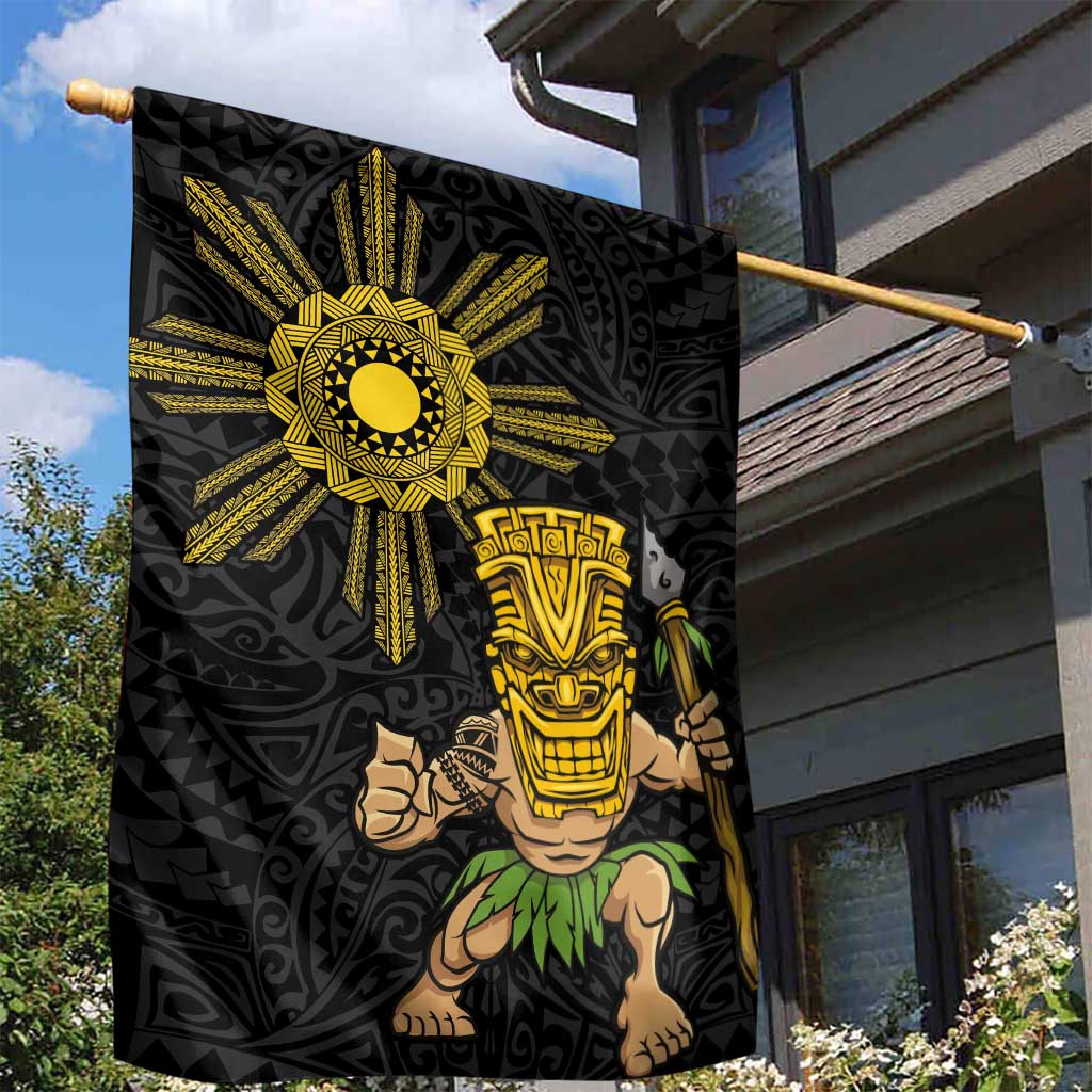 Hawaii and Philippines Together Garden Flag Warrior Tiki Mask and Filipino Sun Polynesian Style LT03 - Polynesian Pride