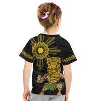 Hawaii and Philippines Together Kid T Shirt Warrior Tiki Mask and Filipino Sun Polynesian Style LT03 - Polynesian Pride