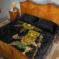 Hawaii and Philippines Together Quilt Bed Set Warrior Tiki Mask and Filipino Sun Polynesian Style