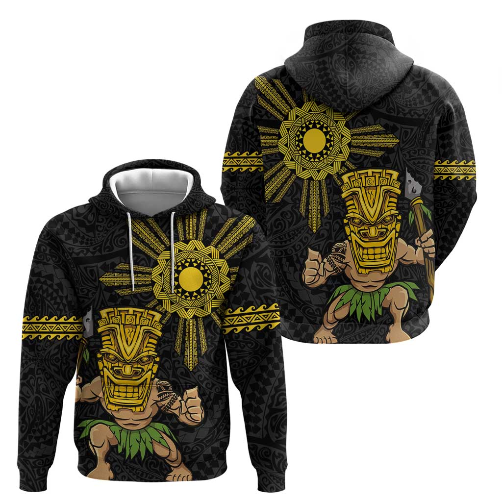 Hawaii and Philippines Together Zip Hoodie Warrior Tiki Mask and Filipino Sun Polynesian Style LT03 - Polynesian Pride
