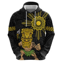 Hawaii and Philippines Together Zip Hoodie Warrior Tiki Mask and Filipino Sun Polynesian Style LT03 - Polynesian Pride