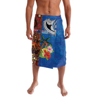 Fiji and Australia Together Lavalava Fijian Tapa Plants with Kangaroo and Aboriginal - Polynesian Pride