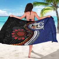 Fiji and Australia Together Sarong Kangaroo Aboriginal with Tribal Tapa Hibiscus Half Style LT03 - Polynesian Pride