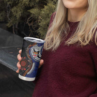 Fiji and Australia Together Tumbler Cup Kangaroo Aboriginal with Tribal Tapa Hibiscus Half Style - Polynesian Pride