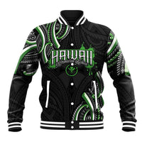 Traditional Art Hawaiian Kakau Tattoos Baseball Jacket Green Color - Polynesian Pride