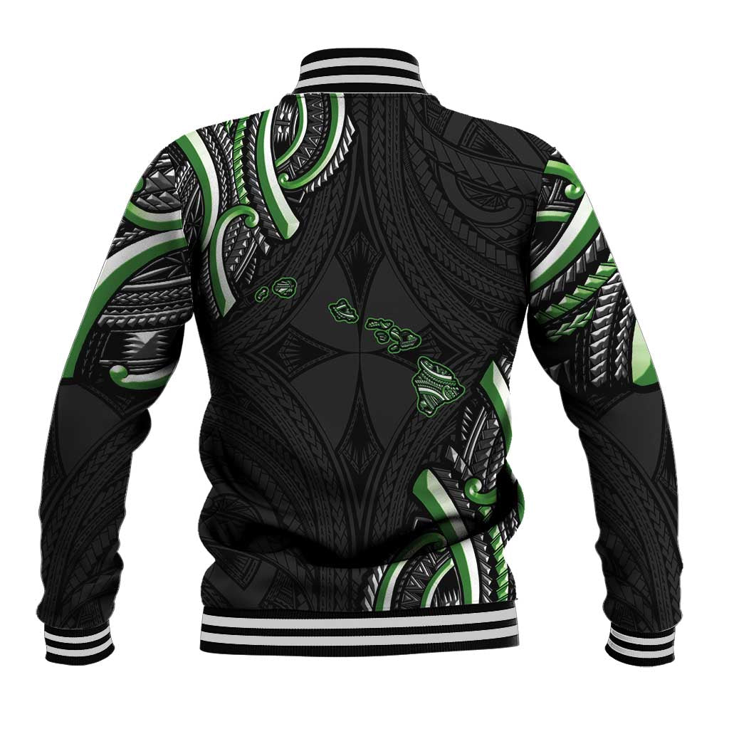 Traditional Art Hawaiian Kakau Tattoos Baseball Jacket Green Color - Polynesian Pride