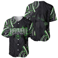 Traditional Art Hawaiian Kakau Tattoos Baseball Jersey Green Color - Polynesian Pride