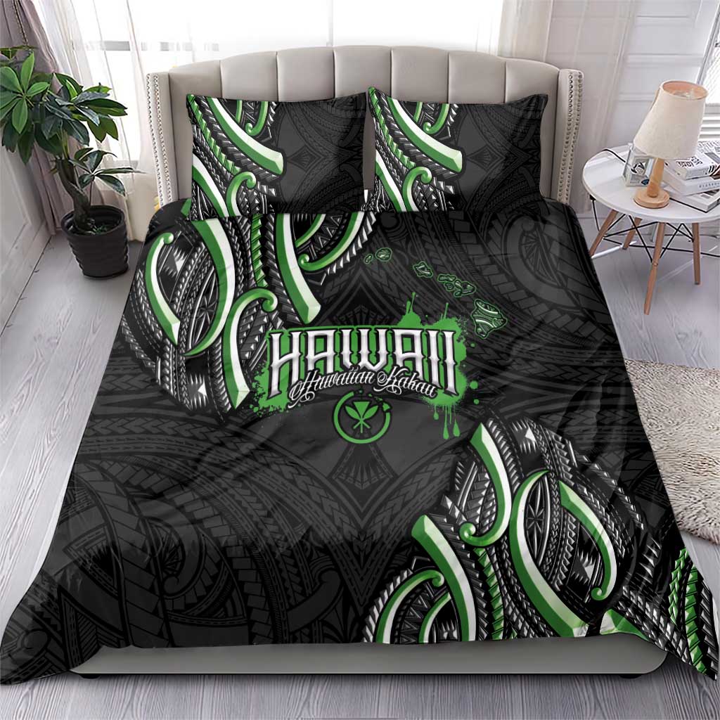Traditional Art Hawaiian Kakau Tattoos Bedding Set Green Color - Polynesian Pride