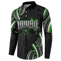 Traditional Art Hawaiian Kakau Tattoos Button Sweatshirt Green Color - Polynesian Pride