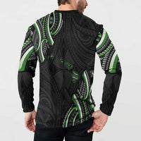 Traditional Art Hawaiian Kakau Tattoos Button Sweatshirt Green Color - Polynesian Pride