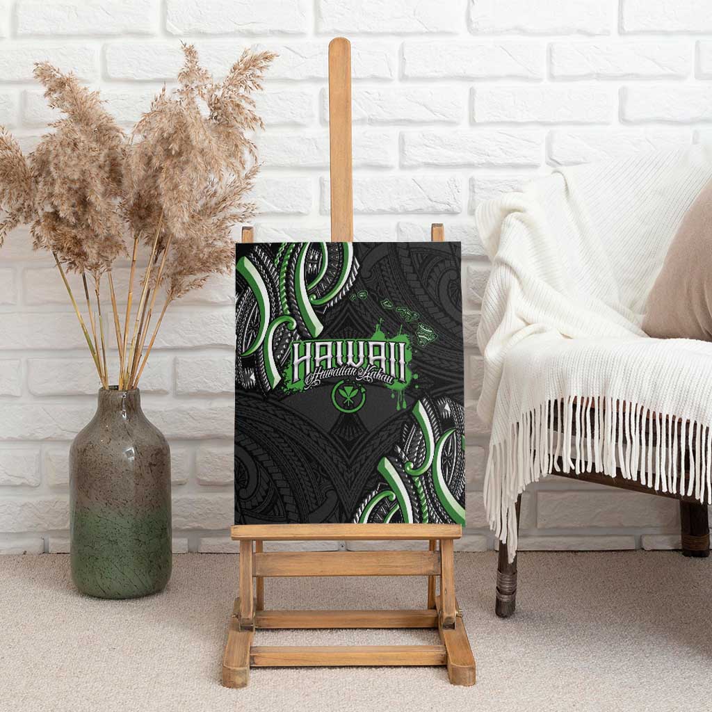 Traditional Art Hawaiian Kakau Tattoos Canvas Wall Art Green Color - Polynesian Pride