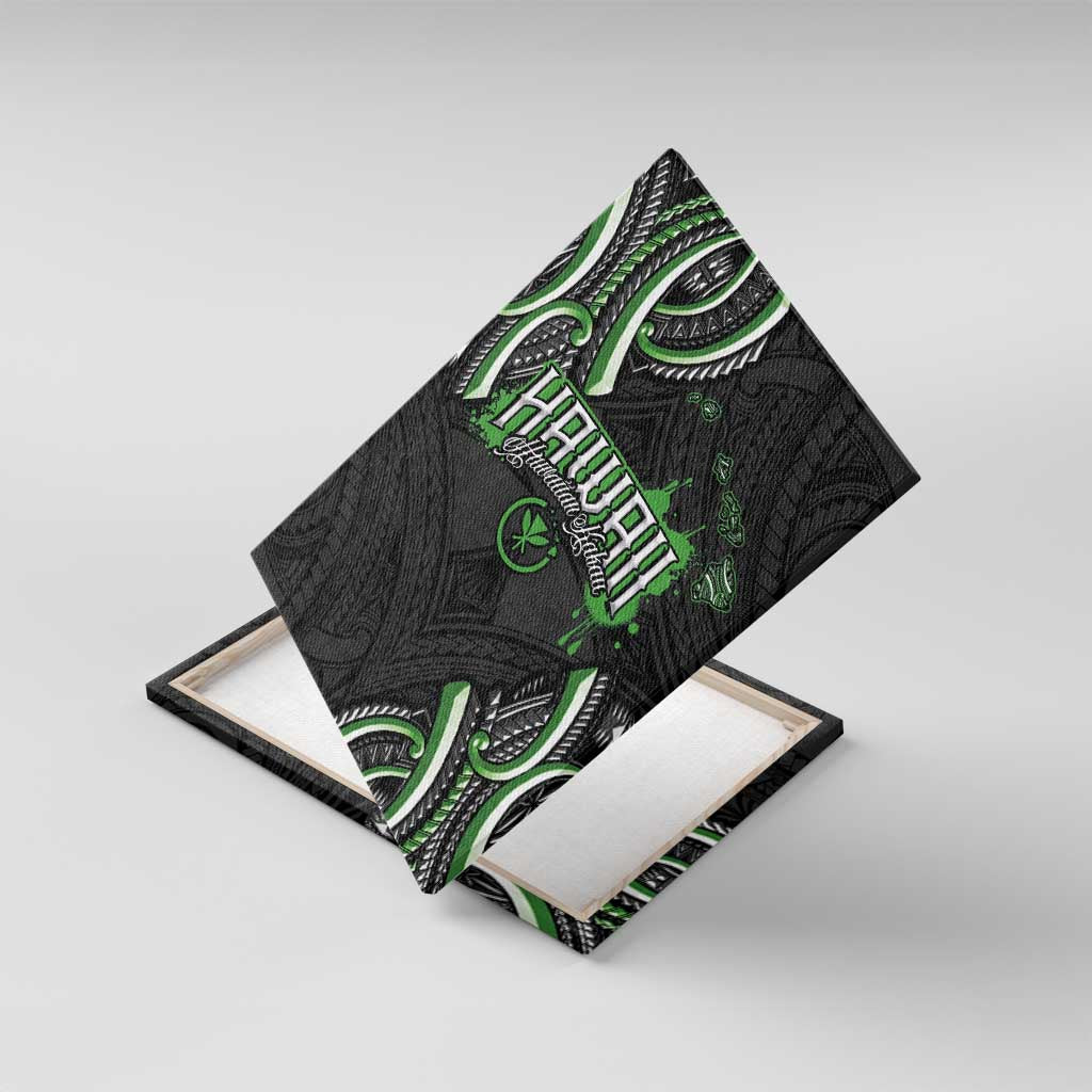 Traditional Art Hawaiian Kakau Tattoos Canvas Wall Art Green Color - Polynesian Pride