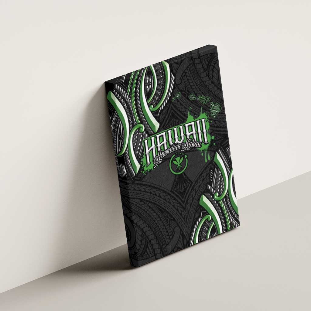 Traditional Art Hawaiian Kakau Tattoos Canvas Wall Art Green Color - Polynesian Pride