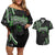 Traditional Art Hawaiian Kakau Tattoos Couples Matching Off Shoulder Short Dress and Hawaiian Shirt Green Color - Polynesian Pride