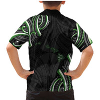 Traditional Art Hawaiian Kakau Tattoos Family Matching Mermaid Dress and Hawaiian Shirt Green Color - Polynesian Pride