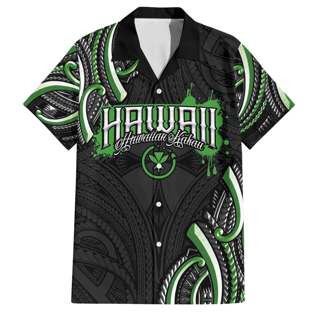 Traditional Art Hawaiian Kakau Tattoos Family Matching Puletasi and Hawaiian Shirt Green Color - Polynesian Pride