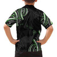 Traditional Art Hawaiian Kakau Tattoos Family Matching Short Sleeve Bodycon Dress and Hawaiian Shirt Green Color - Polynesian Pride