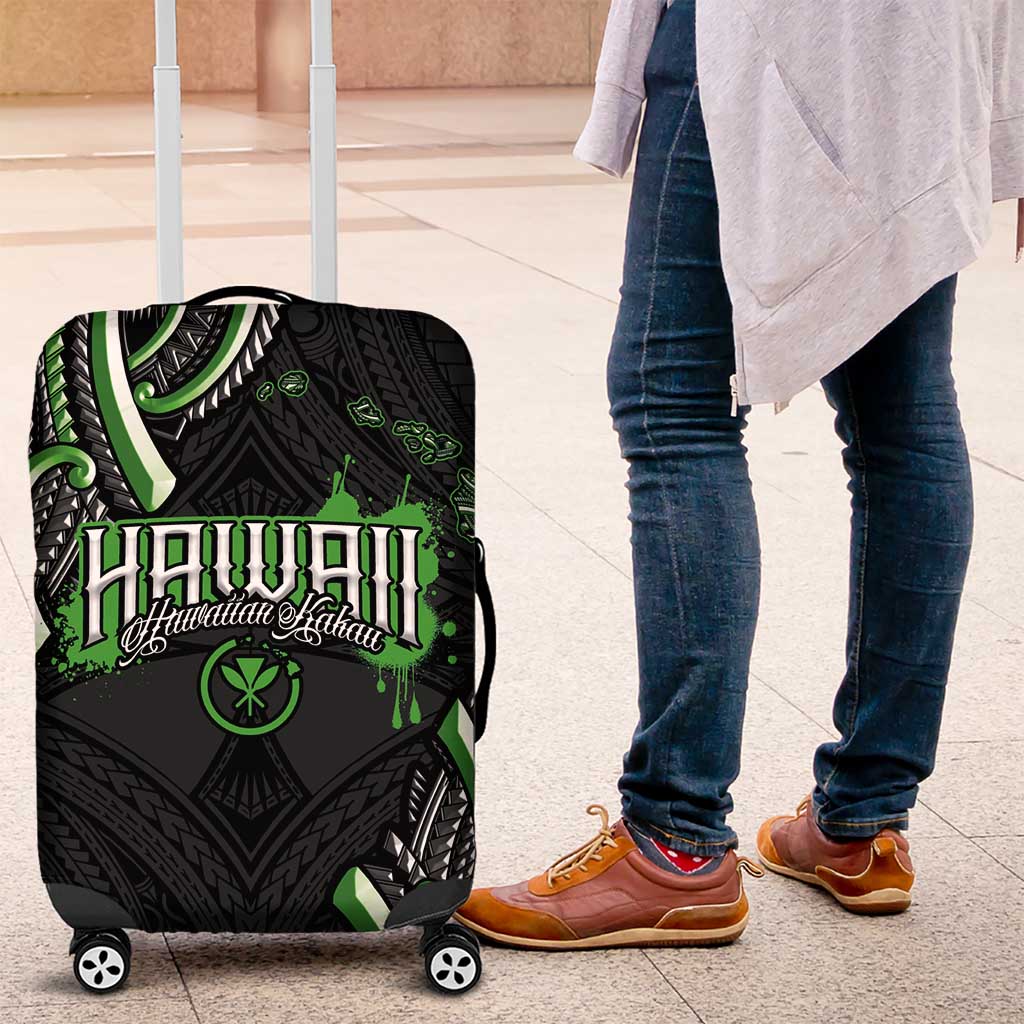 Traditional Art Hawaiian Kakau Tattoos Luggage Cover Green Color - Polynesian Pride