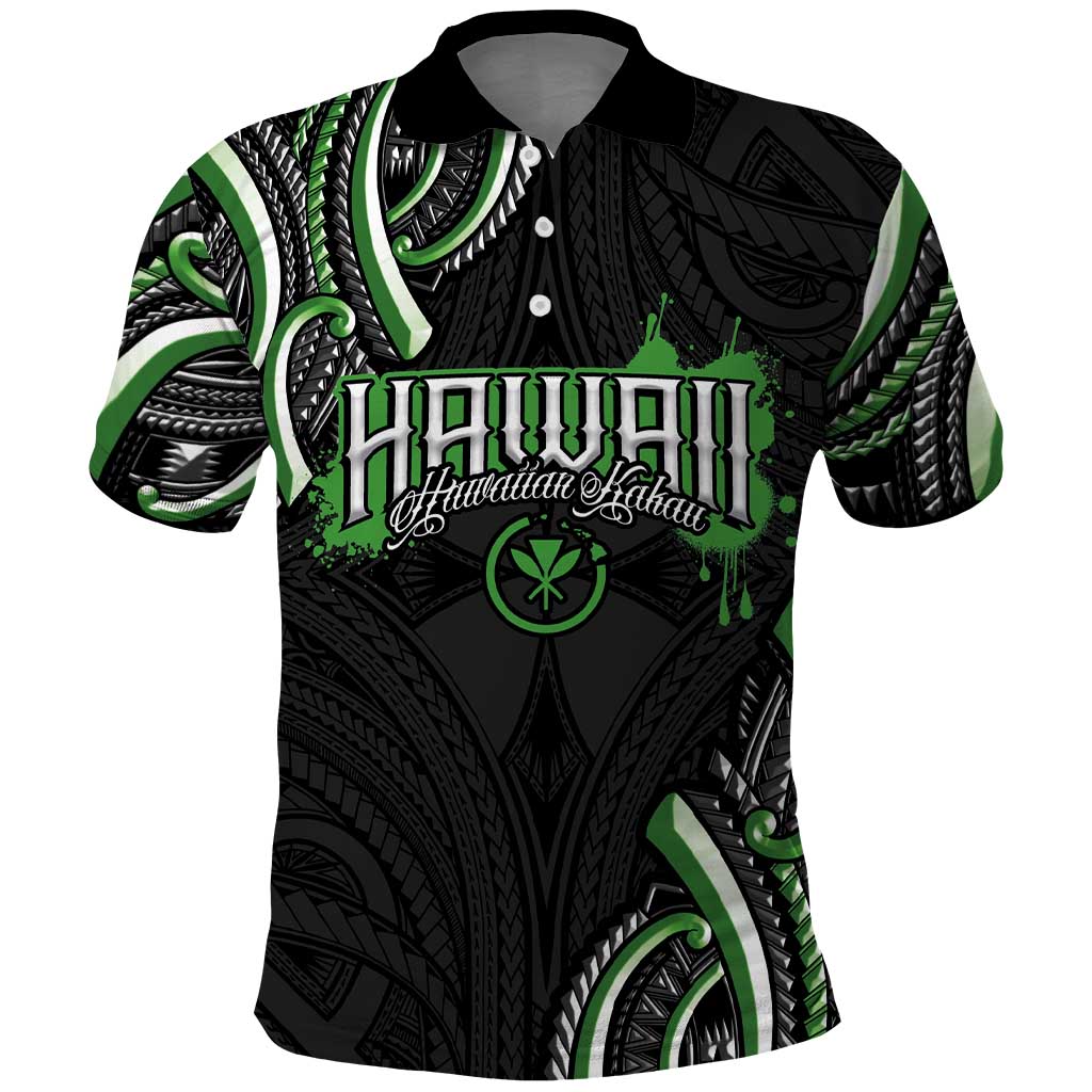 Traditional Art Hawaiian Kakau Tattoos Polo Shirt Green Color - Polynesian Pride