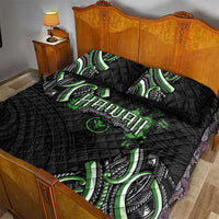 Traditional Art Hawaiian Kakau Tattoos Quilt Bed Set Green Color - Polynesian Pride