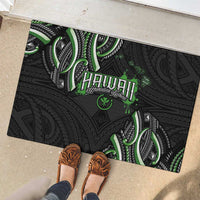 Traditional Art Hawaiian Kakau Tattoos Rubber Doormat Green Color - Polynesian Pride