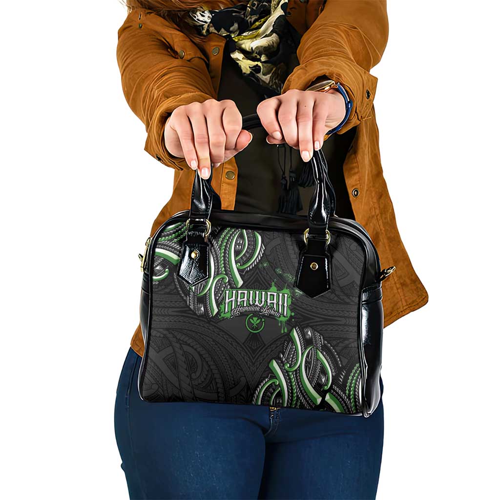 Traditional Art Hawaiian Kakau Tattoos Shoulder Handbag Green Color - Polynesian Pride