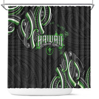 Traditional Art Hawaiian Kakau Tattoos Shower Curtain Green Color - Polynesian Pride