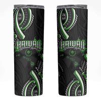 Traditional Art Hawaiian Kakau Tattoos Skinny Tumbler Green Color - Polynesian Pride