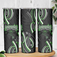 Traditional Art Hawaiian Kakau Tattoos Skinny Tumbler Green Color - Polynesian Pride