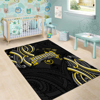 Traditional Art Hawaiian Kakau Tattoos Area Rug Yellow Color - Polynesian Pride