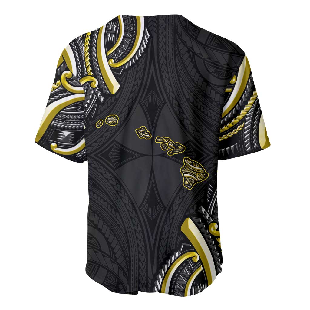Traditional Art Hawaiian Kakau Tattoos Baseball Jersey Yellow Color - Polynesian Pride