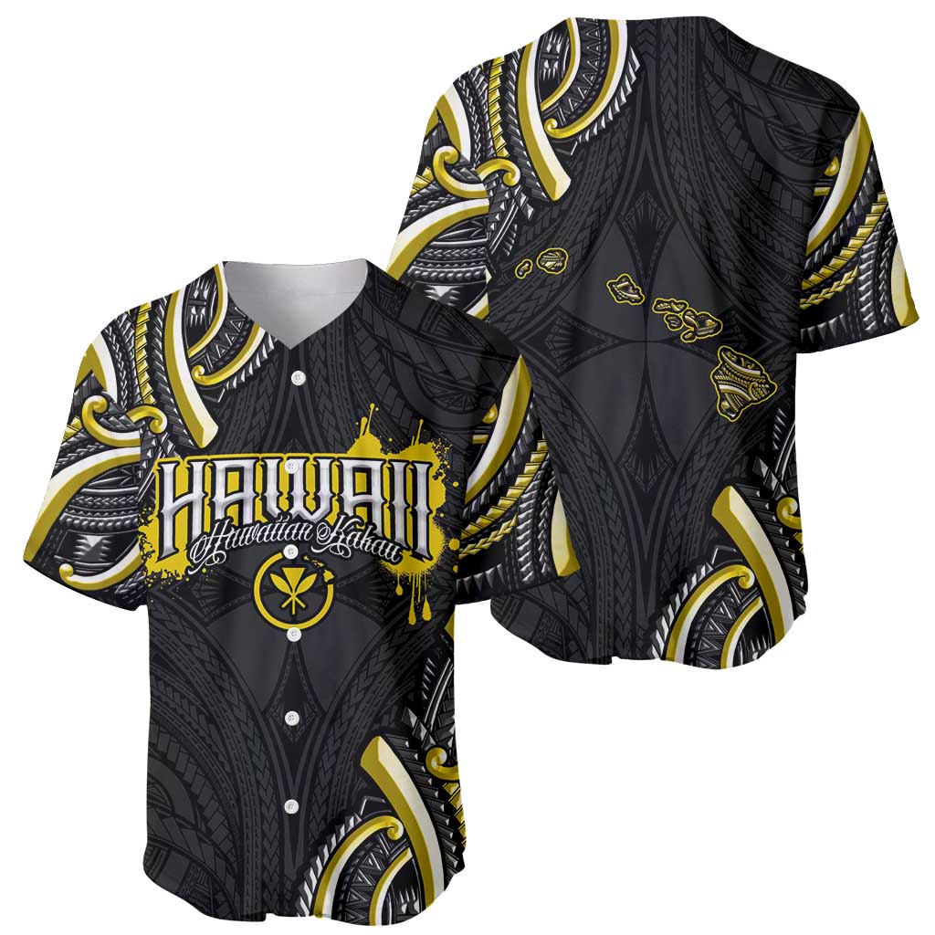 Traditional Art Hawaiian Kakau Tattoos Baseball Jersey Yellow Color - Polynesian Pride