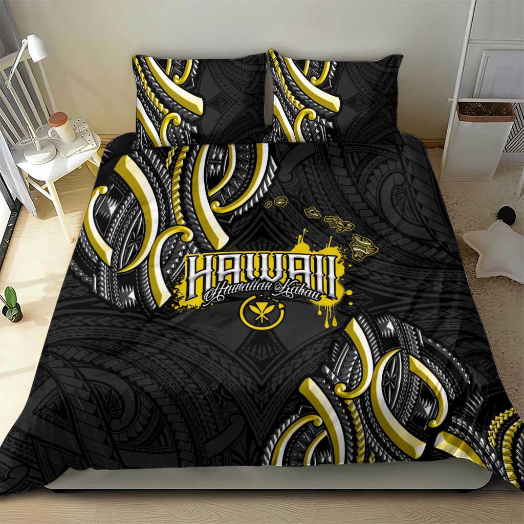 Traditional Art Hawaiian Kakau Tattoos Bedding Set Yellow Color - Polynesian Pride