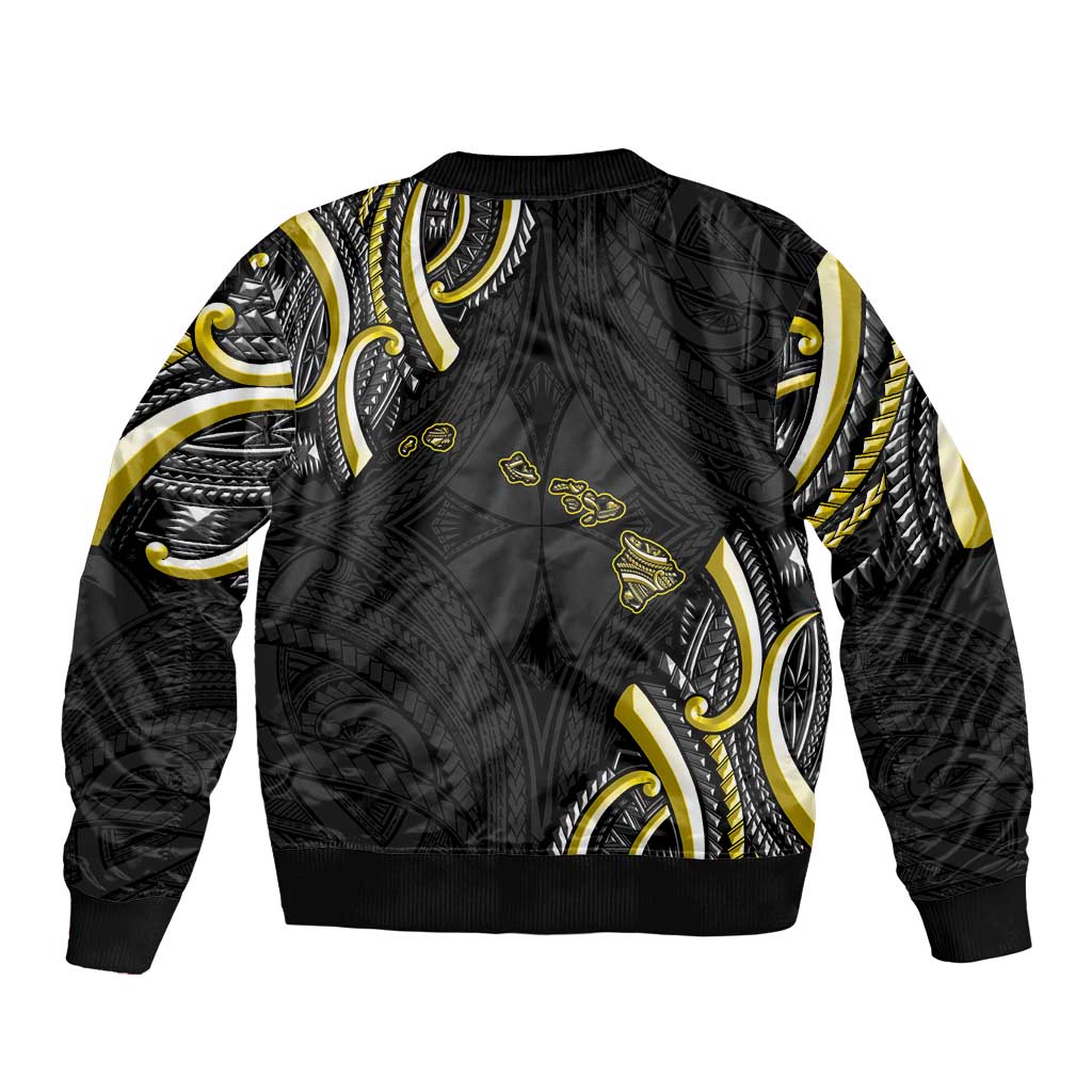 Traditional Art Hawaiian Kakau Tattoos Bomber Jacket Yellow Color - Polynesian Pride