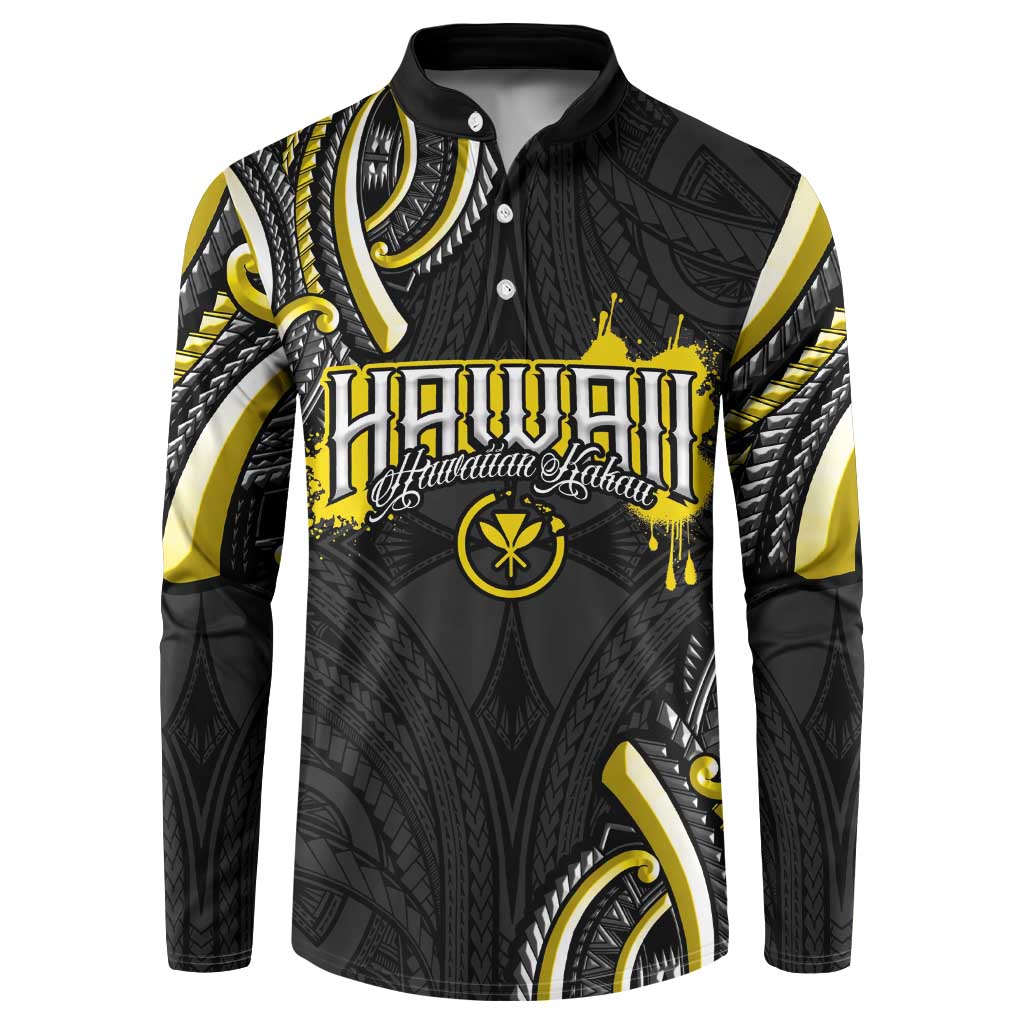 Traditional Art Hawaiian Kakau Tattoos Button Sweatshirt Yellow Color - Polynesian Pride