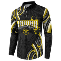 Traditional Art Hawaiian Kakau Tattoos Button Sweatshirt Yellow Color - Polynesian Pride