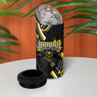 Traditional Art Hawaiian Kakau Tattoos 4 in 1 Can Cooler Tumbler Yellow Color - Polynesian Pride