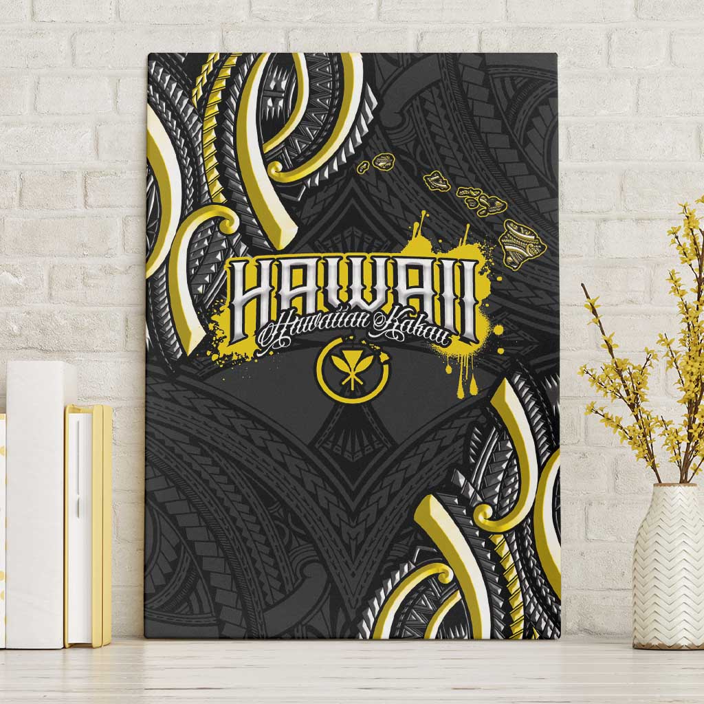 Traditional Art Hawaiian Kakau Tattoos Canvas Wall Art Yellow Color - Polynesian Pride