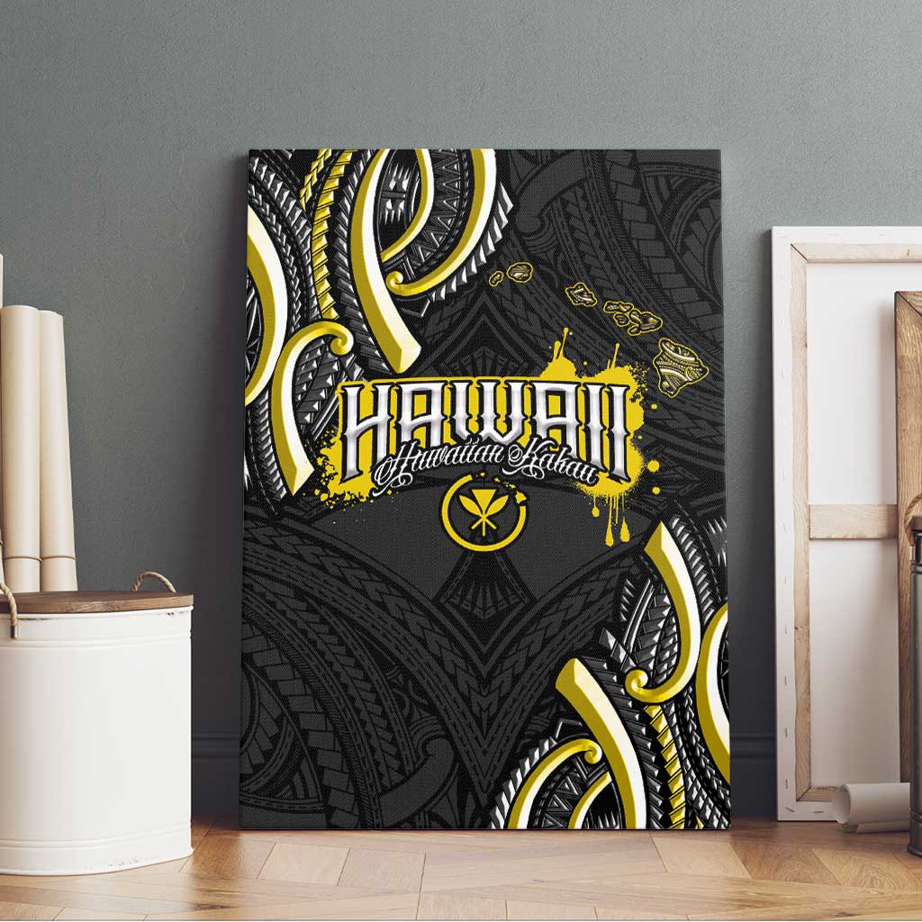 Traditional Art Hawaiian Kakau Tattoos Canvas Wall Art Yellow Color - Polynesian Pride