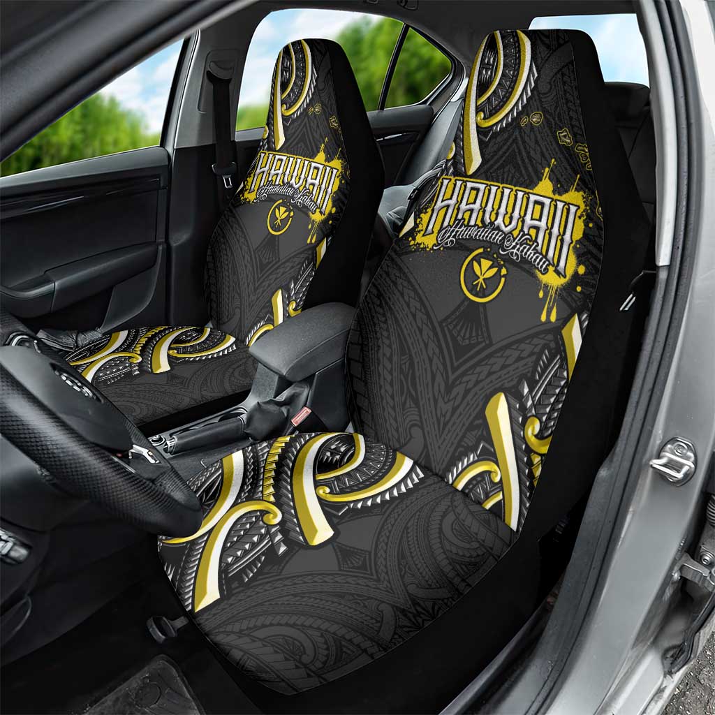 Traditional Art Hawaiian Kakau Tattoos Car Seat Cover Yellow Color - Polynesian Pride