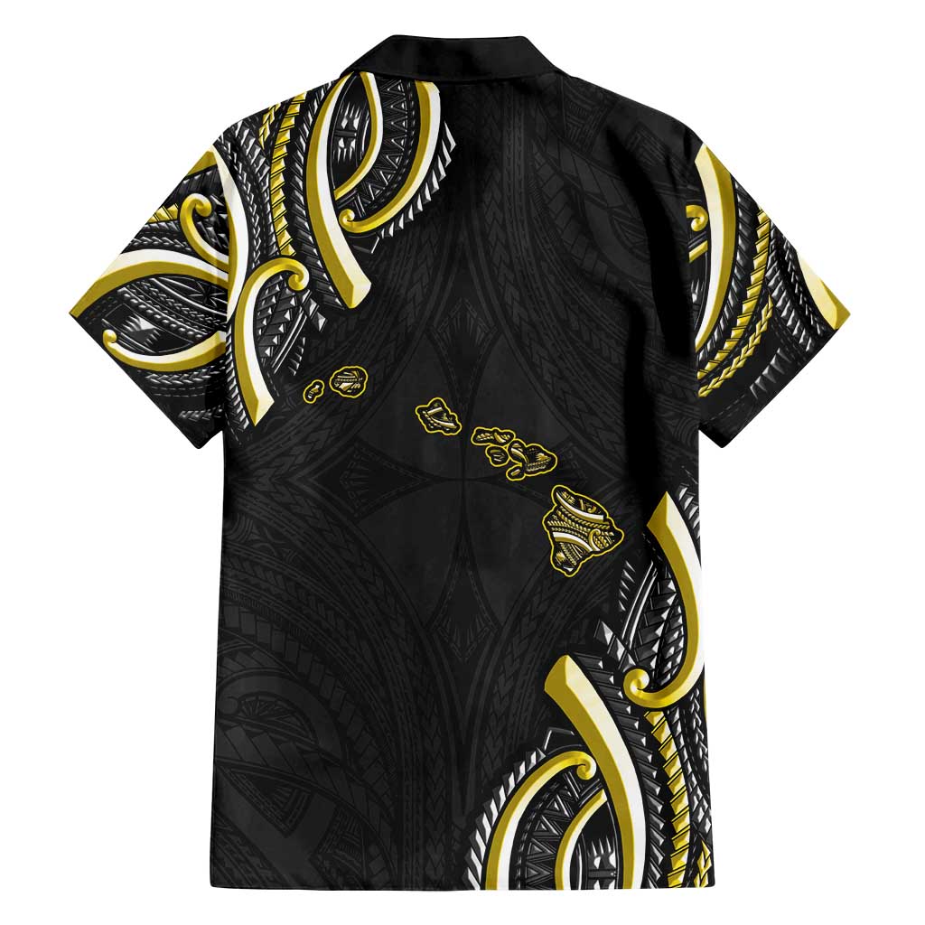 Traditional Art Hawaiian Kakau Tattoos Family Matching Long Sleeve Bodycon Dress and Hawaiian Shirt Yellow Color - Polynesian Pride