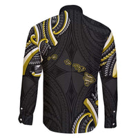 Traditional Art Hawaiian Kakau Tattoos Family Matching Mermaid Dress and Hawaiian Shirt Yellow Color - Polynesian Pride