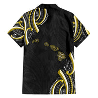 Traditional Art Hawaiian Kakau Tattoos Family Matching Summer Maxi Dress and Hawaiian Shirt Yellow Color - Polynesian Pride
