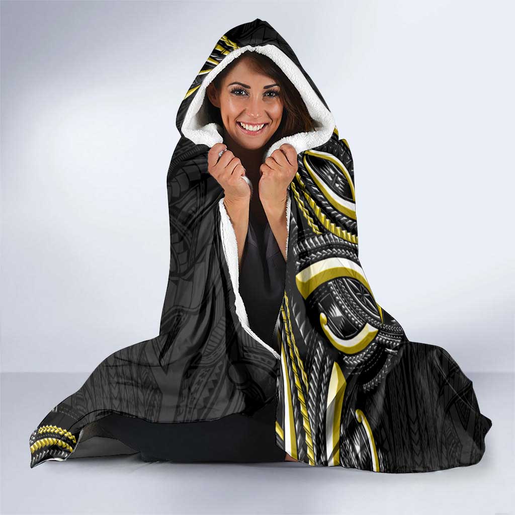Traditional Art Hawaiian Kakau Tattoos Hooded Blanket Yellow Color - Polynesian Pride