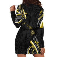 Traditional Art Hawaiian Kakau Tattoos Hoodie Dress Yellow Color - Polynesian Pride