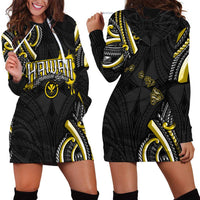 Traditional Art Hawaiian Kakau Tattoos Hoodie Dress Yellow Color - Polynesian Pride